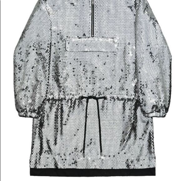 Limited-Edition Jeremy Scott Moschino X H&M Silver Sequin Hoodie Mini Dress NWT - Picture 4 of 9